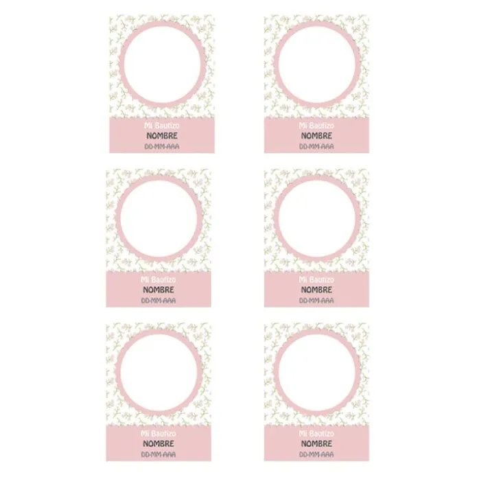 Papel de oblea con foto, nombre y fecha personalizada - Mi Bautizo rosa 6 x 8 cm (6)
