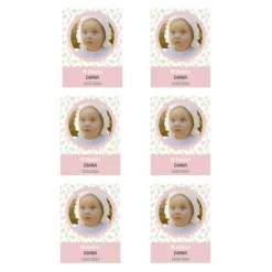 Papel de oblea con foto, nombre y fecha personalizada - Mi Bautizo rosa 6 x 8 cm (6)