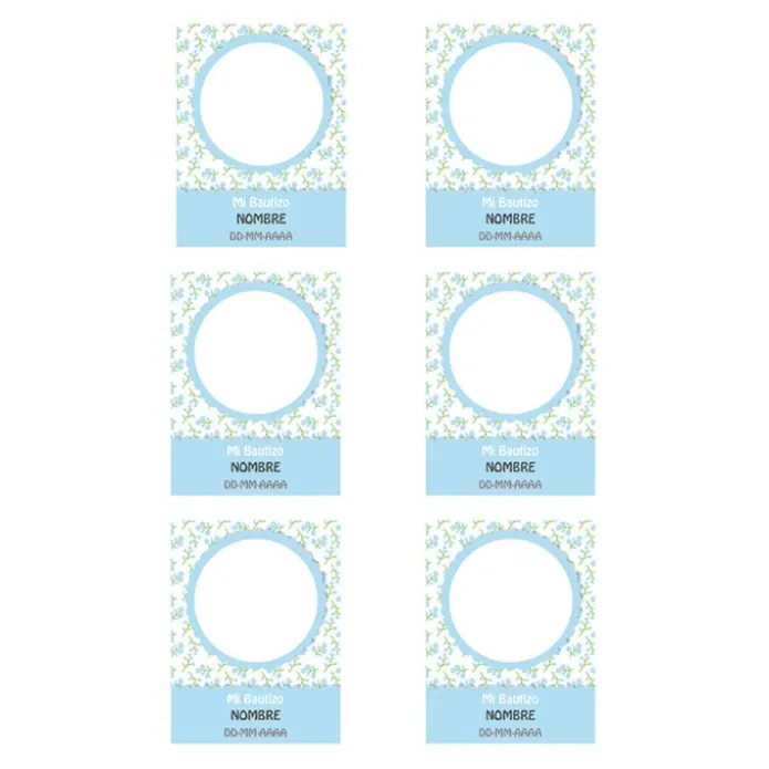 Papel de oblea con foto, nombre y fecha personalizada - Mi Bautizo azul 6 x 8 cm (6)