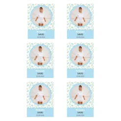 Papel de oblea con foto, nombre y fecha personalizada - Mi Bautizo azul 6 x 8 cm (6)