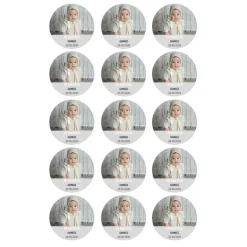 Papel de oblea con foto, nombre y fecha personalizada círculo 5 cm (15) - Mi Bautizo