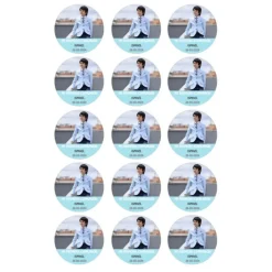 Papel de oblea con foto, nombre y fecha personalizada círculo 5 cm (15) - Mi Primera Comunión