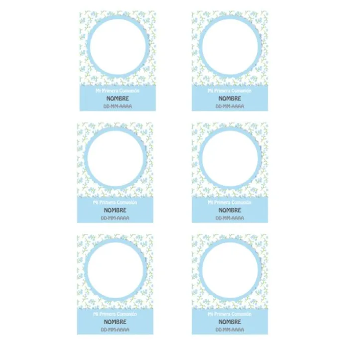 Papel de oblea con foto, nombre y fecha personalizada - Mi primera Comunión azul 6 x 8 cm (6)