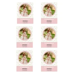 Papel de oblea con foto, nombre y fecha personalizada - Mi primera Comunión rosa 6 x 8 cm (6)