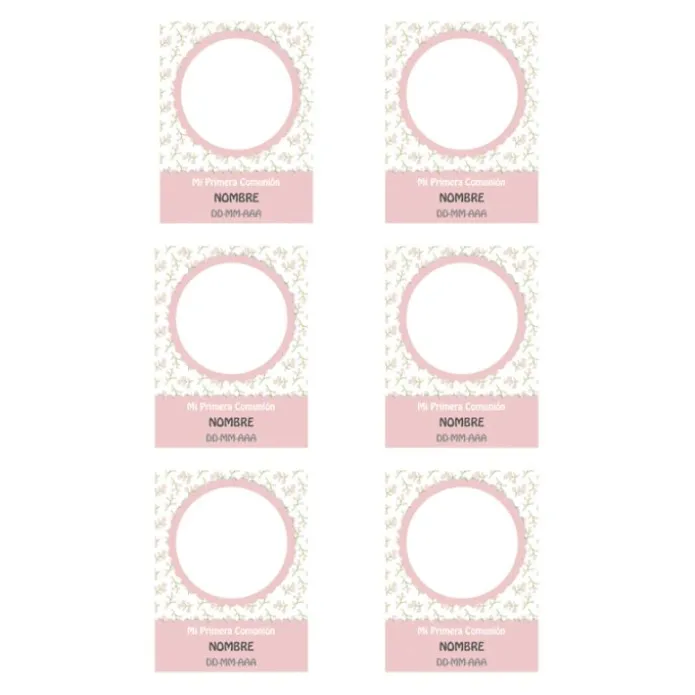Papel de oblea con foto, nombre y fecha personalizada - Mi primera Comunión rosa 6 x 8 cm (6)