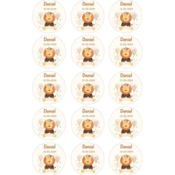 Papel de oblea - 15 círculos iguales de 5 cm nombre y fecha León - Impresión personalizada