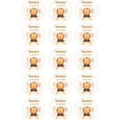 Papel de oblea - 15 círculos iguales de 5 cm nombre y fecha León - Impresión personalizada