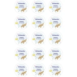 Papel de oblea - 15 diseños iguales en Círculos de 5 cm Nombre y fecha Mi Bautizo 3 - Impresión personalizada