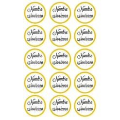 Papel de oblea - 15 diseños iguales en Círculos de 5 cm Nombre y fecha Nacimiento - Impresión personalizada