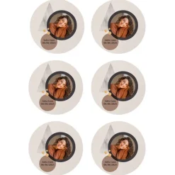 Papel de oblea - 6 diseños iguales en Círculos de 8 cm Foto y Rótulo Diseño 1 - Impresión personalizada