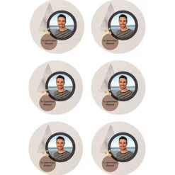Papel de oblea - 6 diseños iguales en Círculos de 8 cm Foto y Rótulo Diseño 1 - Impresión personalizada