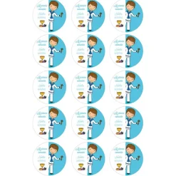 Papel de oblea - 15 diseños iguales en Círculos de 5 cm Nombre y fecha Mi primera comunión azul - Impresión personalizada