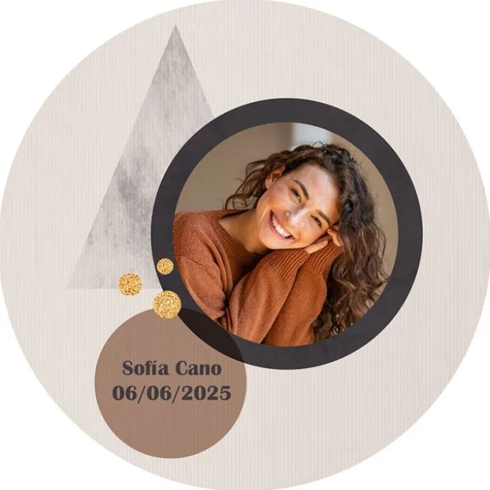 Papel de oblea - Foto y Rótulo Diseño 1 - 20 cm - Impresión personalizada