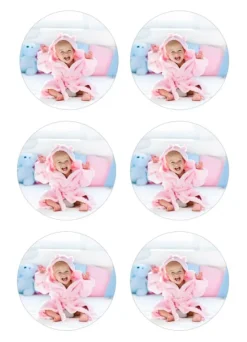 Papel de oblea grueso - 6 fotos iguales en Círculos de 8 cm - Impresión comestible personalizada