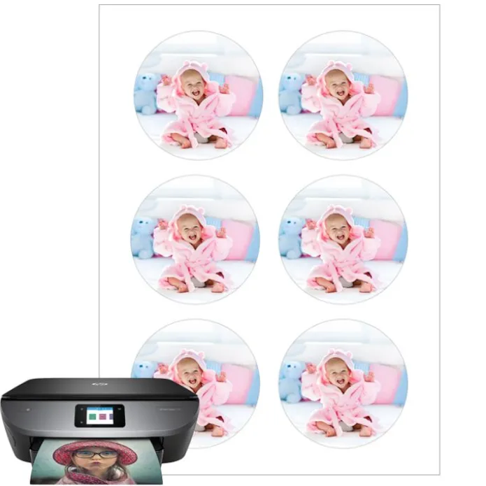 Papel de oblea grueso - 6 fotos iguales en Círculos de 8 cm - Impresión comestible personalizada
