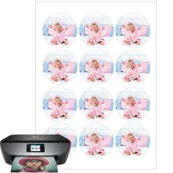 Papel de oblea grueso - 12 fotos iguales en Círculos de 6 cm - Impresión comestible personalizada