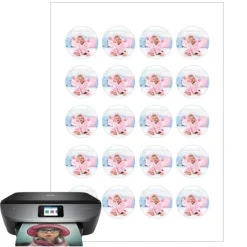Papel de oblea grueso - 20 fotos iguales en Círculos de 4 cm - Impresión comestible personalizada