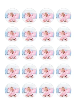 Papel de oblea grueso - 20 fotos iguales en Círculos de 4 cm - Impresión comestible personalizada