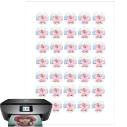 Papel de oblea grueso - 35 fotos iguales en Círculos de 3 cm - Impresión comestible personalizada