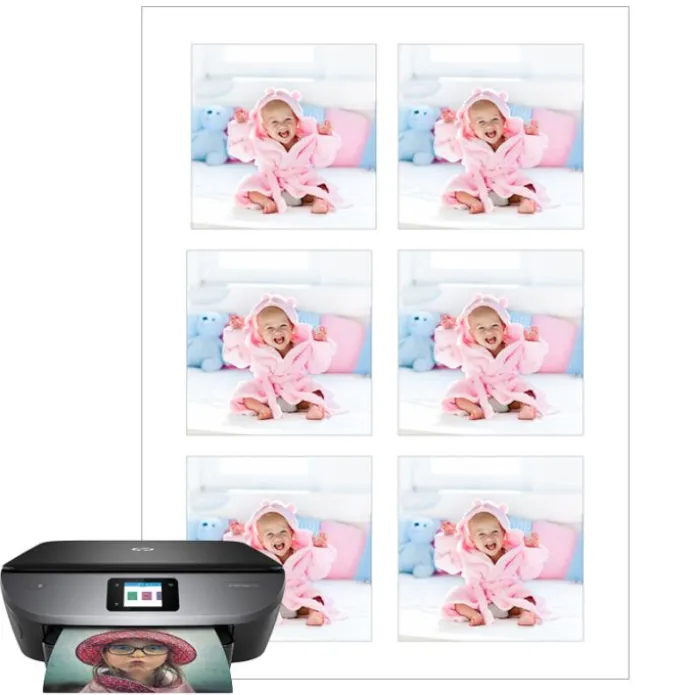 Papel de oblea grueso - 6 fotos iguales en Cuadrados de 8 cm - Impresión comestible personalizada