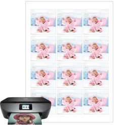 Papel de oblea grueso - 12 fotos iguales en Cuadrados de 6 cm - Impresión comestible personalizada