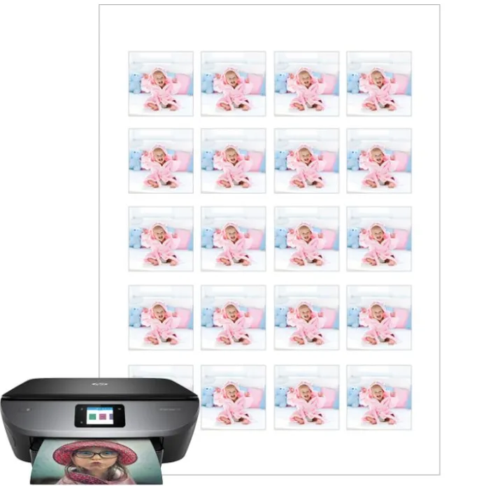 Papel de oblea grueso - 20 fotos iguales en Cuadrados de 4 cm - Impresión comestible personalizada