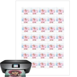 Papel de oblea grueso - 35 fotos iguales en Cuadrados de 3 cm - Impresión personalizada