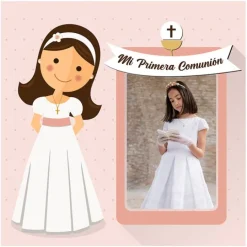 Papel de oblea - Mi Primera Comunión (rosa) con foto personalizada 20 cm - Impresión personalizada