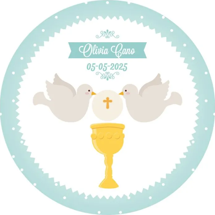 Papel de oblea - Nombre y fecha Eucaristía Comunión 20 cm - Impresión personalizada