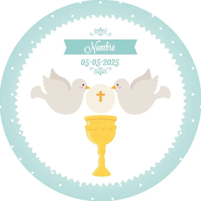 Papel de oblea - Nombre y fecha Eucaristía Comunión 20 cm - Impresión personalizada