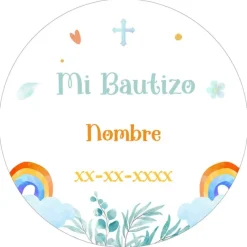 Papel de oblea - Nombre y fecha Mi Bautizo 1 - 20 cm - Impresión personalizada