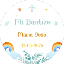 Papel de oblea - Nombre y fecha Mi Bautizo 1 - 20 cm - Impresión personalizada