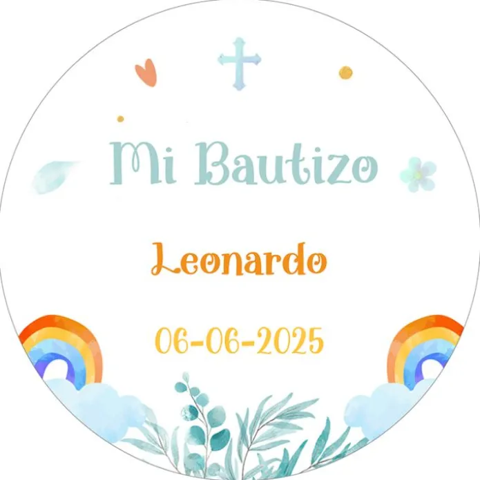 Papel de oblea - Nombre y fecha Mi Bautizo 1 - 20 cm - Impresión personalizada