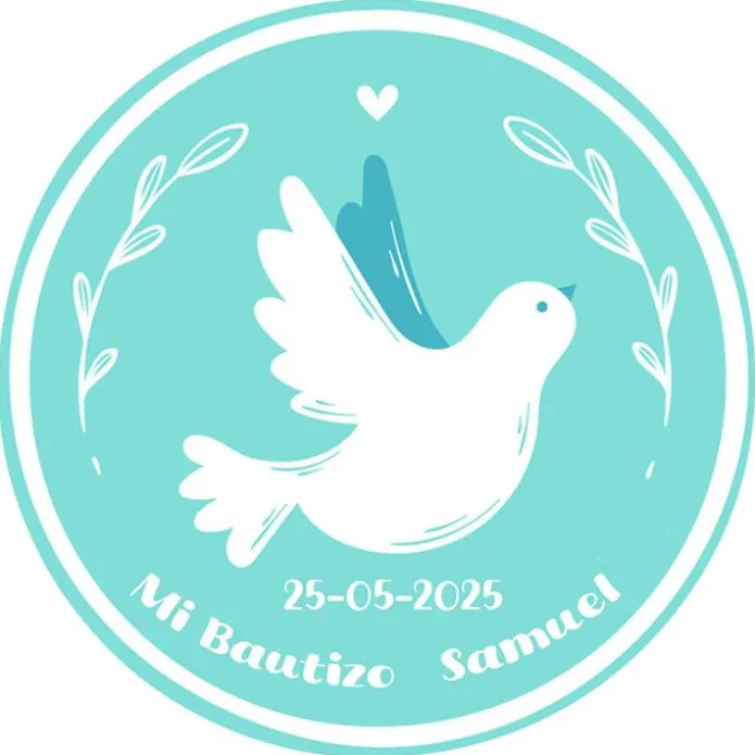 Papel de oblea - Nombre y fecha Mi Bautizo 2 - 20 cm - Impresión personalizada