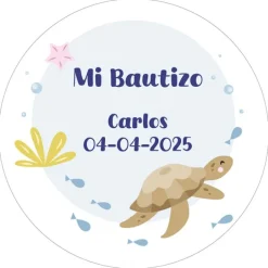 Papel de oblea - Nombre y fecha Mi Bautizo 3 - 20 cm - Impresión personalizada