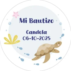 Papel de oblea - Nombre y fecha Mi Bautizo 3 - 20 cm - Impresión personalizada