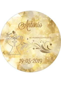 Papel de oblea - Nombre y fecha Mi primera comunión 20 cm - Impresión personalizada