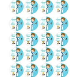 Papel multitransfer Mi primera comunión azul - 20 círculos iguales de 4,8 cm Nombre y fecha- Impresión comestible personalizada