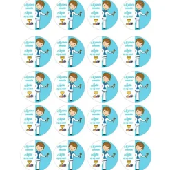 Papel multitransfer Mi primera comunión azul - 20 círculos iguales de 4,8 cm Nombre y fecha- Impresión comestible personalizada