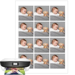 Papel multitransfer para merengues, chocolate e isomalt - 12 fotos iguales en Cuadrados de 6 cm - Impresión personalizada