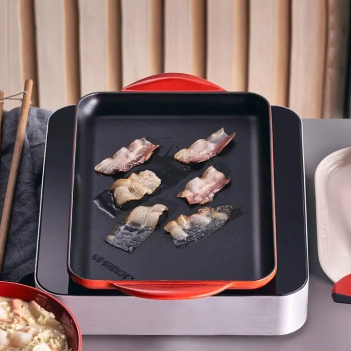 Parrilla lisa rectangular cereza 31,5 cm - Hierro fundido - Le Creuset