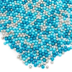Perlas azules y plateadas metalizadas Fancy Choco Dragées 80 g - Happy Sprinkles