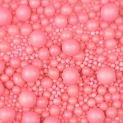Perlas de azúcar varios tamaños rosas 100 g - Sin gluten - Modecor