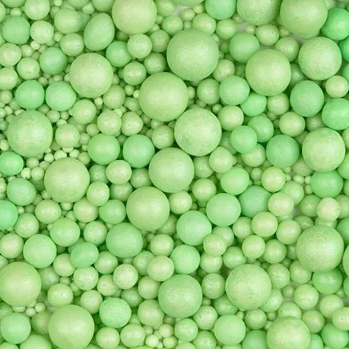 Perlas de azúcar varios tamaños verdes 100 g - Sin gluten - Modecor