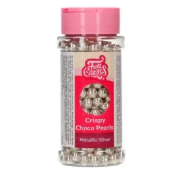 Perlas de chocolate crujiente plata metalizado 60 g - Funcakes