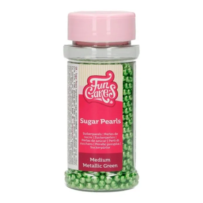Perlas verdes metalizadas 80 g - Funcakes