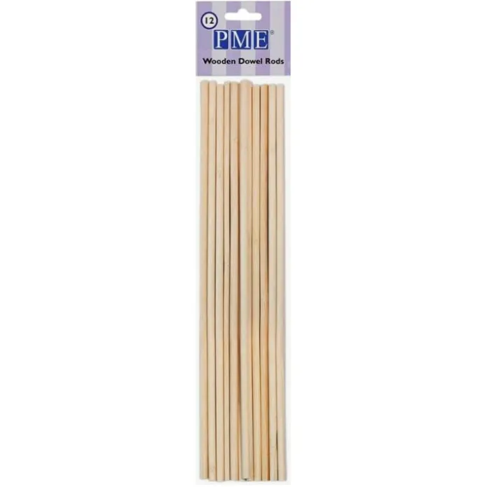 Pilares de madera para tartas - palitos para algodón de azúcar (12) - PME