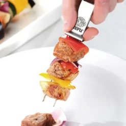 Pinchos dobles para brochetas de barbacoa con rascador Twinco 23 cm (2) - Acero inoxidable - Gefu