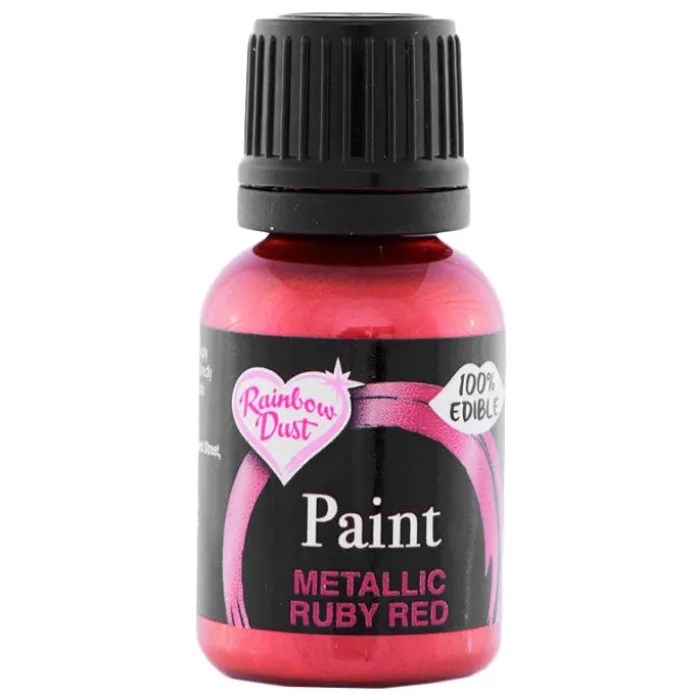 Pintura comestible metalizada roja rubí - Rainbow Dust