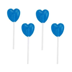 Piruletas con forma de corazón azul pintalenguas (150 uds) - Sin gluten - JL